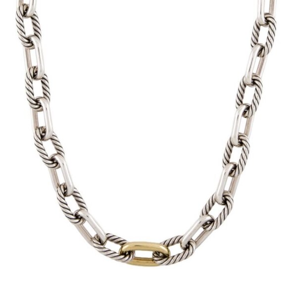 DAVID YURMAN 18K 750 YELLOW GOLD & STERLING SILVER 925 MADISON® CHAIN NECKLACE - Picture 3 of 9